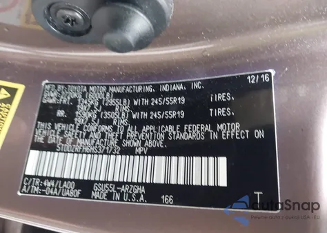 2017 Toyota Highlander Limited z USA, uszkodzony, nr VIN 5TDDZRFH6HS371732